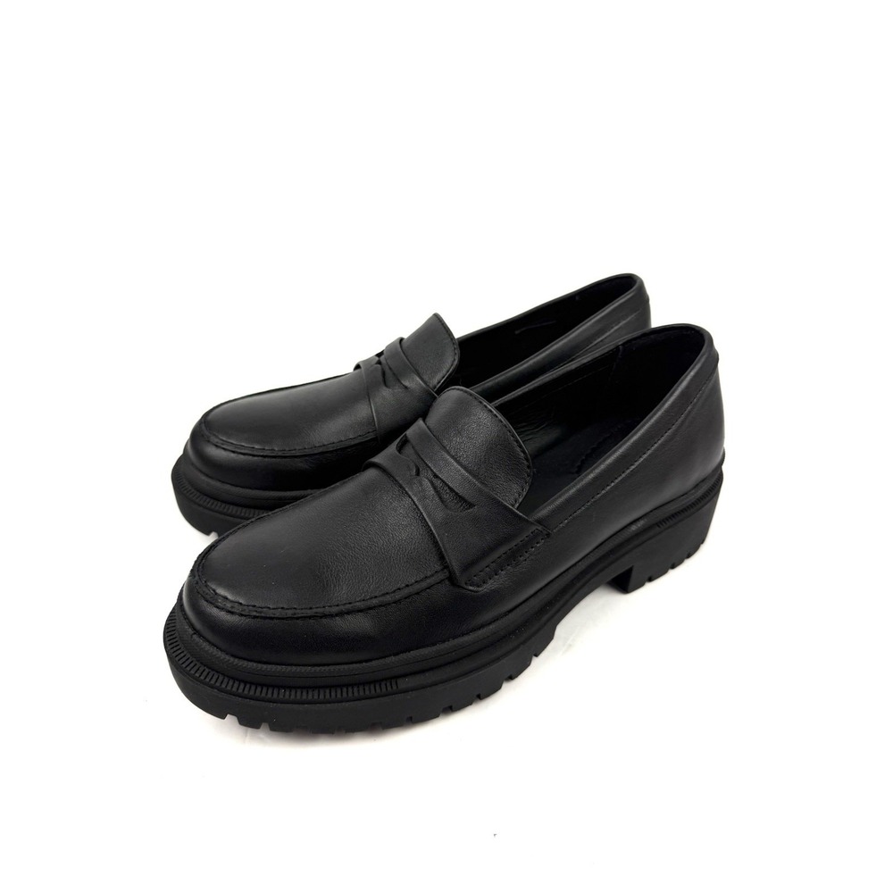 Patina Portland Leather Goods Zoe Chunky Loafers Black Leather 9.5 NEW 13451